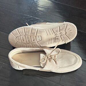 Coach Light Beige Suede Moccasins